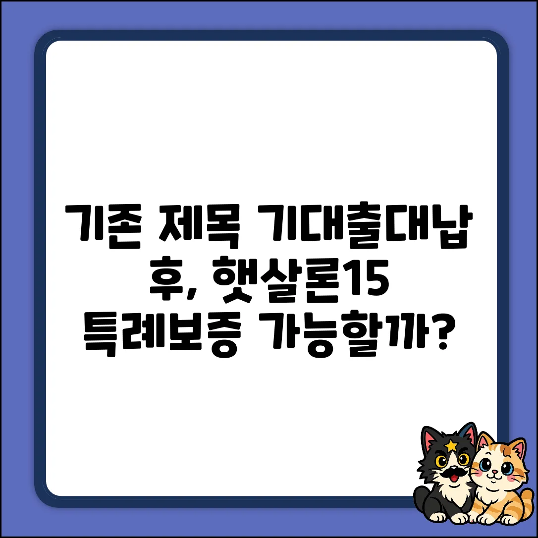 기대출대납 후, 햇살론15 특례보증 가능할까?